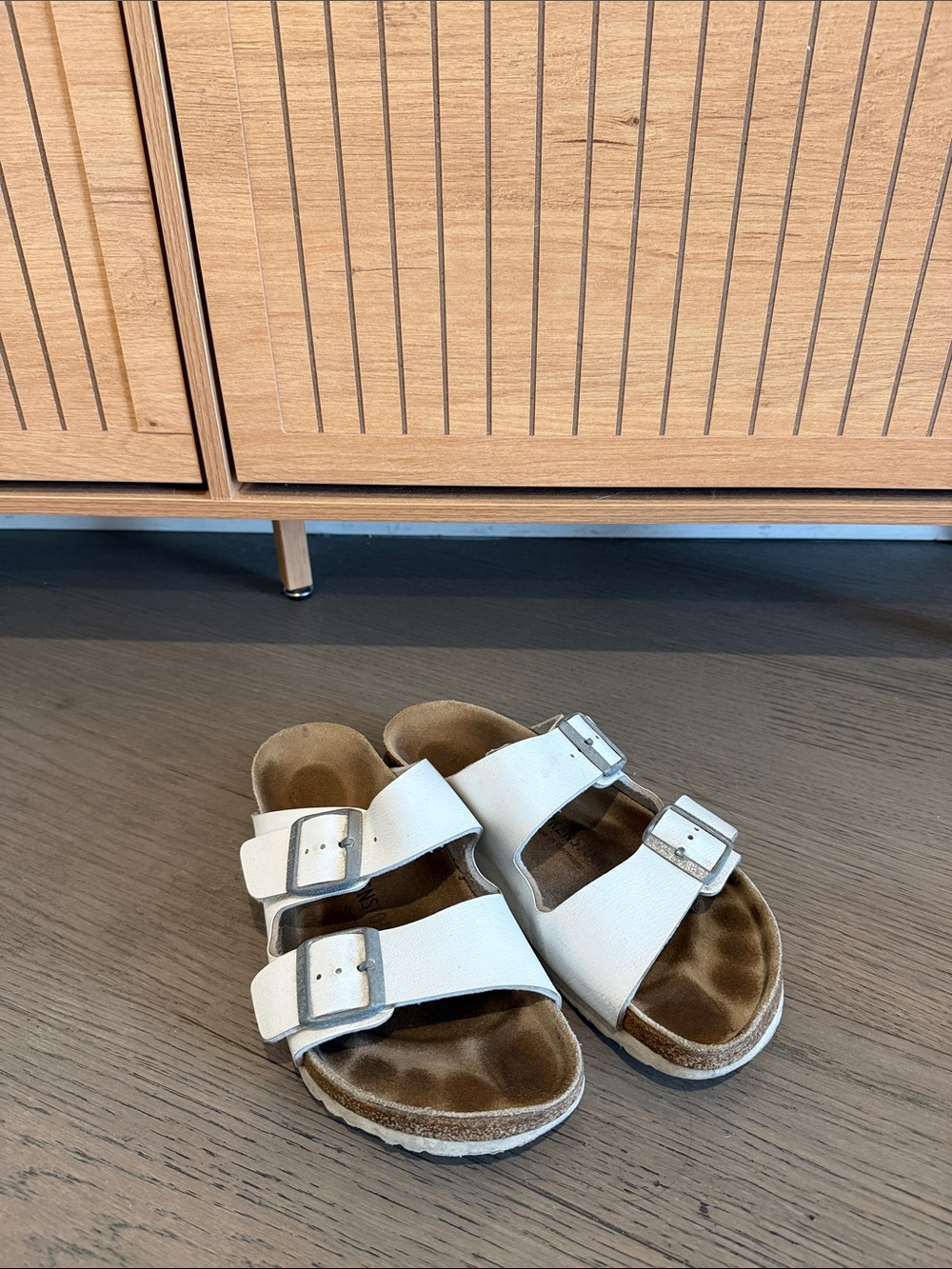 Birkenstock White Double-Strap Buckle Sandals